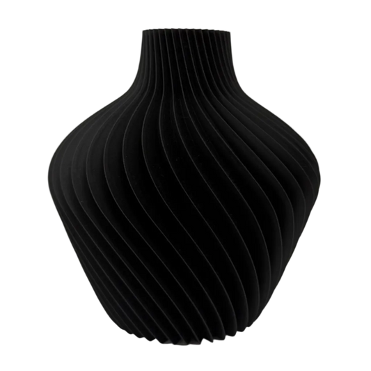 Varenne 3D geprinte decoratieve vaas met golvende ribbelstructuur, geschikt voor bloemen, droogbloemen of als stijlvolle woondecoratie.