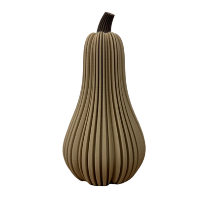 3D-geprinte decoratieve flespompoen in latte met geribbelde structuur.