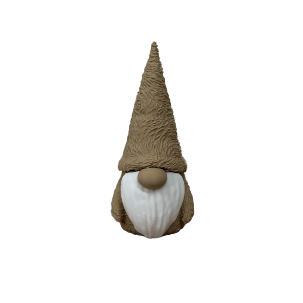 Decoratieve 3d geprinte gnomes met hoge muts, witte baard en ronde neus, in klein en groot formaat.