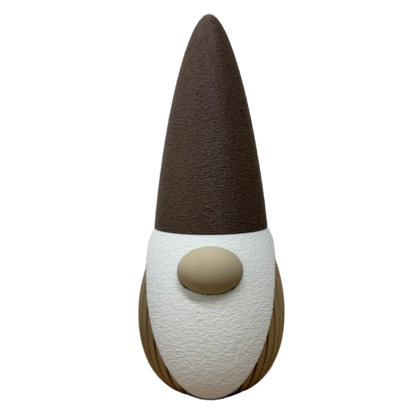  3d geprinte decoratieve gnome noma met hoge muts, witte baard en ronde neus, in klein en groot formaat.