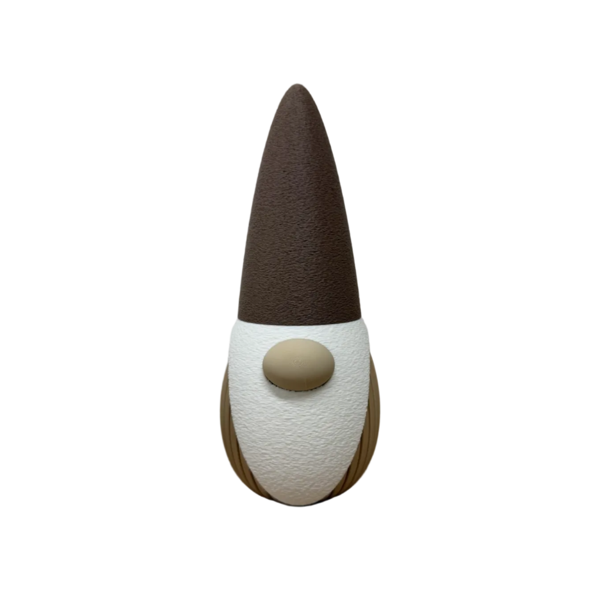  3d geprinte decoratieve gnome noma met hoge muts, witte baard en ronde neus, in klein en groot formaat.