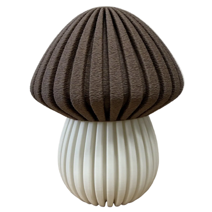 3d geprinte decoratieve paddenstoelen met organische vorm en verfijnde ribbelstructuur.