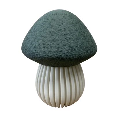 3d geprinte decoratieve paddenstoelen met organische vorm en verfijnde ribbelstructuur.