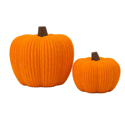 3D-geprinte fuzzy pompoenen met zachte reliëfstructuur, verkrijgbaar in ronde en flesvormige modellen voor herfst- en Halloweendecoratie.