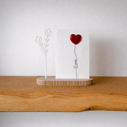 Kaarthouder met bloem – minimalistisch decoratief cadeau