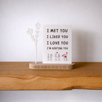 Kaarthouder met bloem – minimalistisch decoratief cadeau