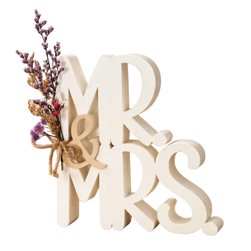 Mr&Mrs Beeldje met Bloemen – Bruiloftdecoratie & Cadeau