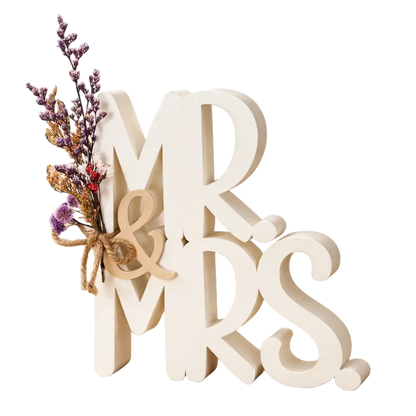 Mr&Mrs Beeldje met Bloemen – Bruiloftdecoratie & Cadeau