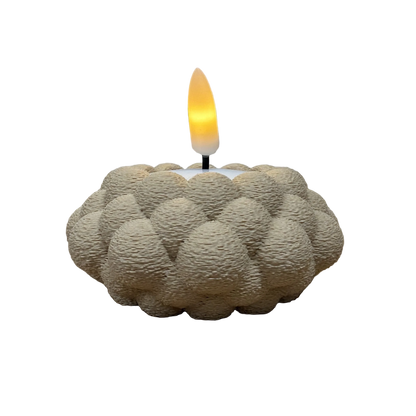 Stijlvolle waxinelichthouder Fuzzy voor LED-waxinelichtjes beige transparante achtergrond