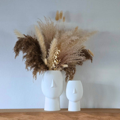Vaas Gezicht – Uniek Design Groot & Klein, Alleen voor Droogbloemen