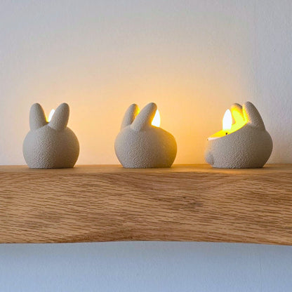 Set Waxinelichthouder met Paashaas-oren – voor LED-waxinelichtjes