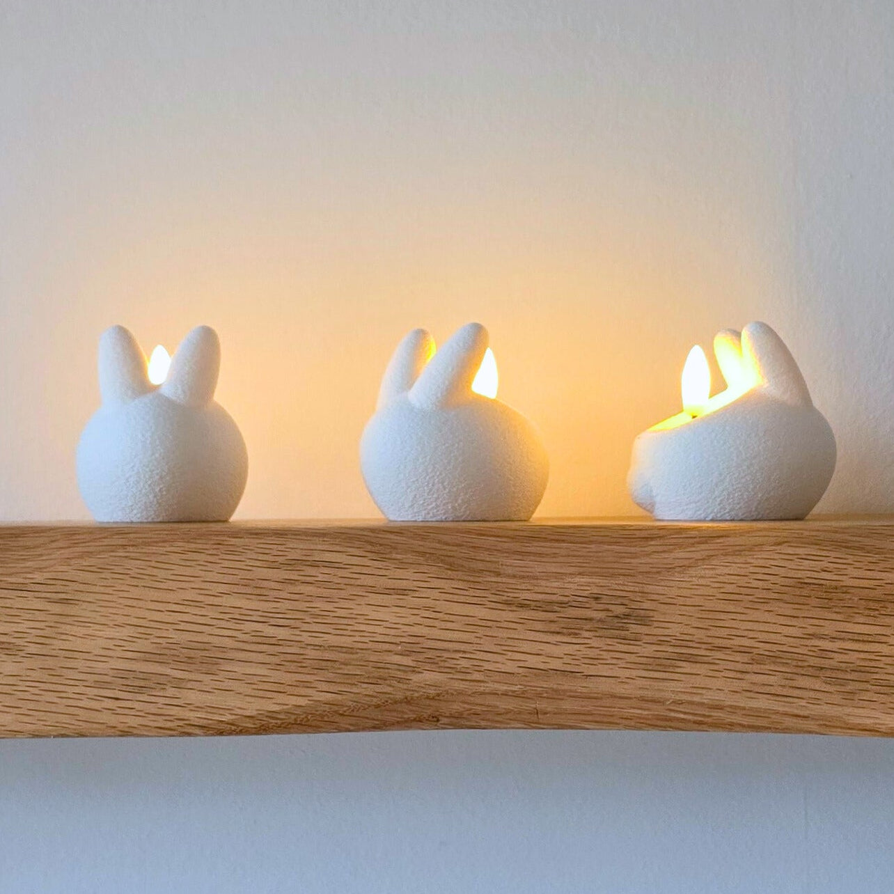 Set Waxinelichthouder met Paashaas-oren – voor LED-waxinelichtjes