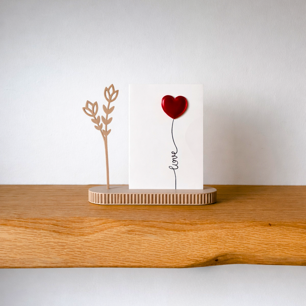 Kaarthouder met bloem – minimalistisch decoratief cadeau