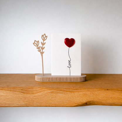 Kaarthouder met bloem – minimalistisch decoratief cadeau