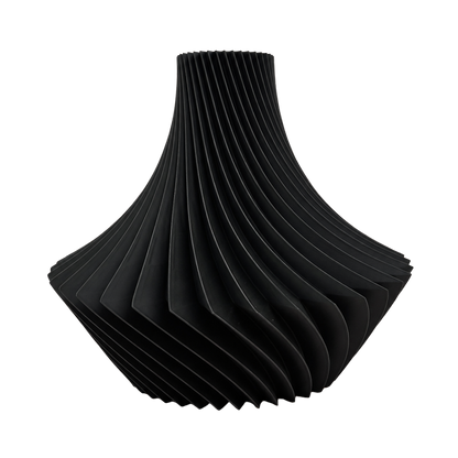 Elvane decoratieve vaas met een slanke hals en gedraaide ribbelstructuur, geschikt voor bloemen, droogbloemen of als woondecoratie.