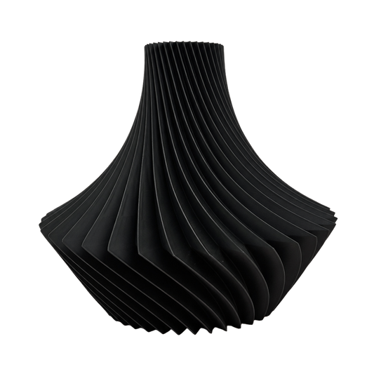 Elvane 3D geprinte decoratieve vaas met een slanke hals en gedraaide ribbelstructuur, geschikt voor bloemen, droogbloemen of als woondecoratie.