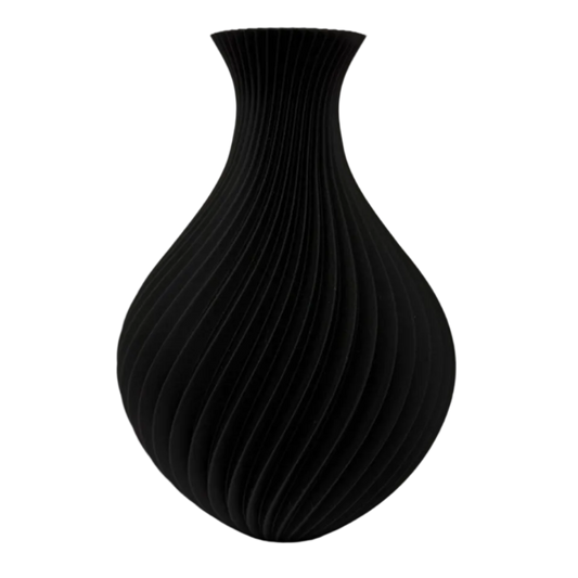 Iselle 3D geprinte decoratieve vaas met golvende ribbelstructuur, geschikt voor bloemen, droogbloemen of als stijlvolle woondecoratie.