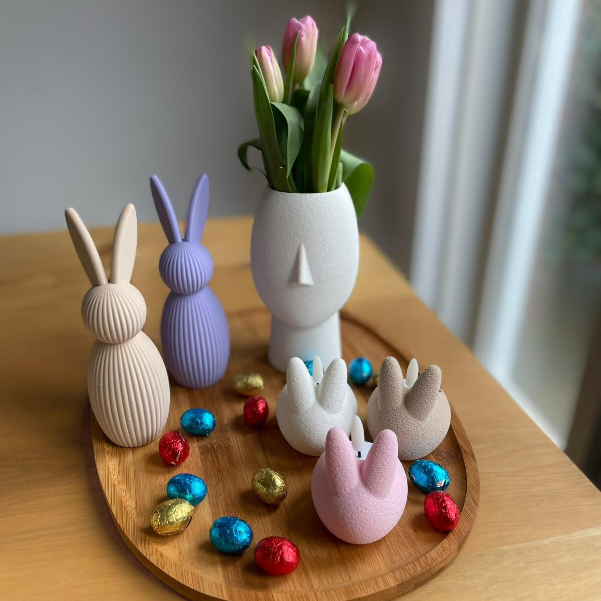 Set Paashaas met staart – minimalistische paasdecoratie