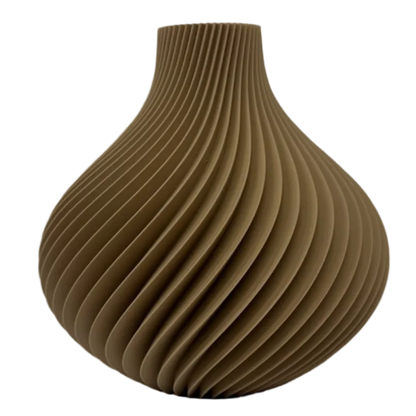 Solenne decoratieve vaas met gedraaide ribbelstructuur, geschikt voor bloemen, droogbloemen of als stijlvolle woondecoratie.