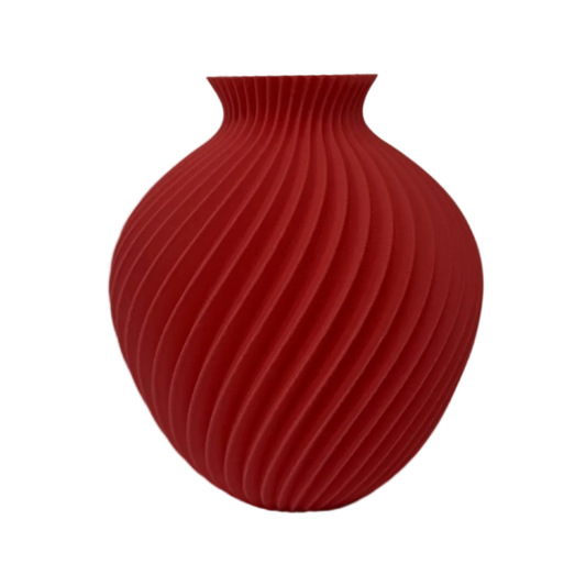 Sorella 3D geprinte meloen designvaas met gedraaide ribstructuur, geschikt voor bloemen of als stijlvol decoratief woonaccessoire.