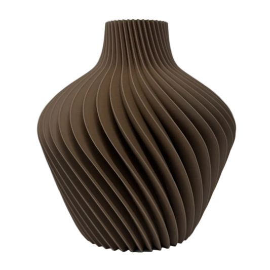 Varenne 3D geprinte decoratieve vaas met golvende ribbelstructuur, geschikt voor bloemen, droogbloemen of als stijlvolle woondecoratie.