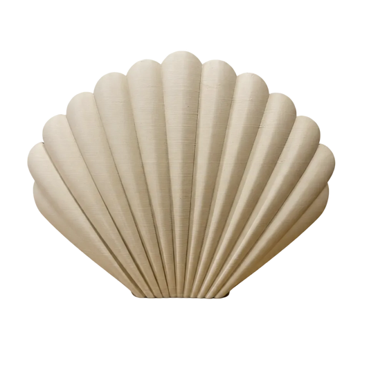 Venelle 3D geprinte decoratieve schelpvaas met sierlijke ribbelstructuur, geschikt voor bloemen, droogbloemen of als stijlvolle woondecoratie.
